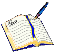 Gif de um livro sendo escrito por uma caneta se referindo ao livro de visitas